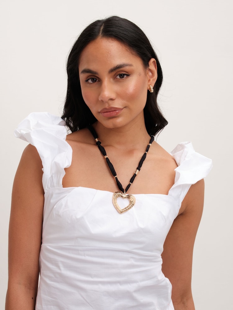 Mood Gold Tone Hammered Heart Long Pendant Necklace - Image 3 of 3