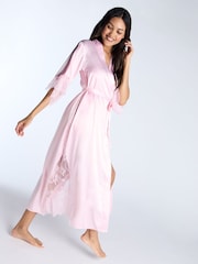 Boux Avenue Light Pink Blythe Lace & Satin Robe - Image 5 of 6