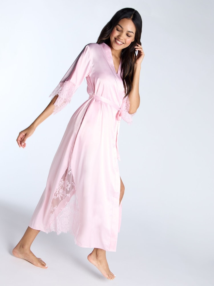 Boux Avenue Light Pink Blythe Lace & Satin Robe - Image 5 of 6