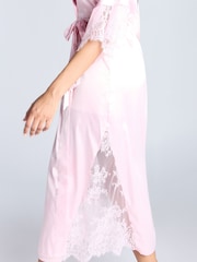 Boux Avenue Light Pink Blythe Lace & Satin Robe - Image 6 of 6