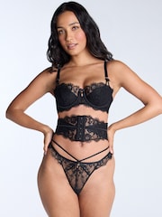 Boux Avenue Black Floretta Lace Waspie Suspenders - Image 1 of 4