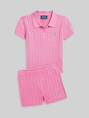 Polo Ralph Lauren Pink Girls Cable Knit Shorts - Image 1 of 3