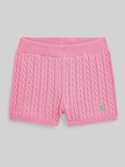 Polo Ralph Lauren Pink Girls Cable Knit Shorts - Image 2 of 3