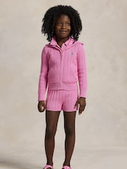 Polo Ralph Lauren Pink Girls Cable Knit Full Zip Hoodie - Image 2 of 5
