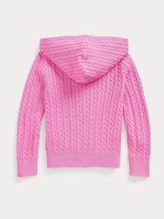 Polo Ralph Lauren Pink Girls Cable Knit Full Zip Hoodie - Image 5 of 5