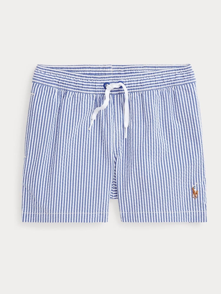 Polo Ralph Lauren Blue Boys Traveler Stretch Seersucker Swim Shorts - Image 1 of 1