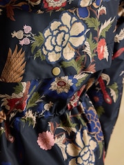 Joules Holkham Navy Bird Floral Waterproof Packable Raincoat With Hood - Image 10 of 14