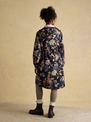 Joules Holkham Navy Bird Floral Waterproof Packable Raincoat With Hood - Image 2 of 14