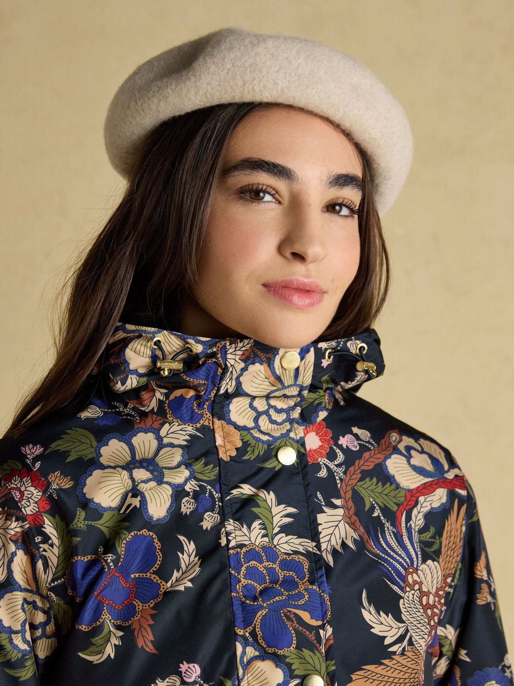 Buy Joules Holkham Navy Bird Floral Waterproof Packable Raincoat