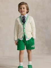 Polo Ralph Lauren Cream Boys Cable Knit Stripe Detail Cricket Cardigan - Image 2 of 5