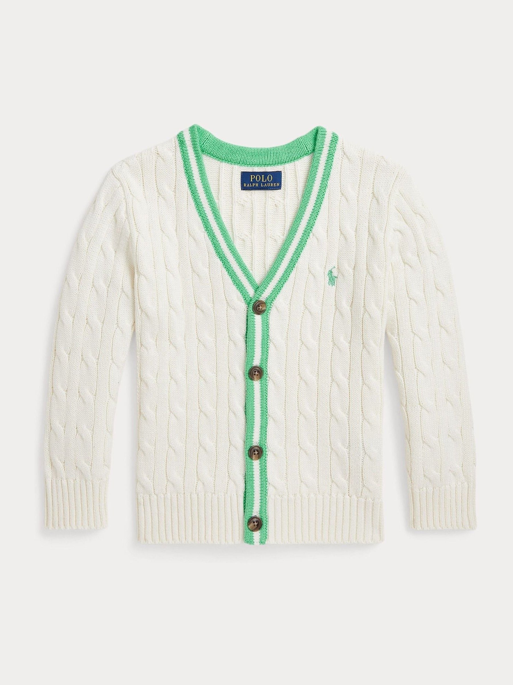 Buy Polo Ralph Lauren Cream Boys Cable Knit Stripe Detail Cricket
