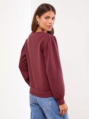 Lipsy Burgundy Crochet Crew Neck Sweatshirt - Image 4 of 4