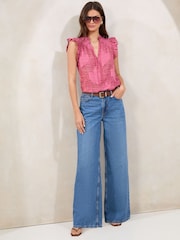 Lipsy Pink Sleeveless Burnout Blouse - Image 3 of 4