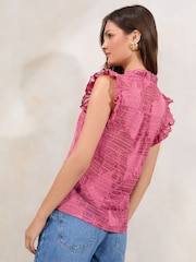 Lipsy Pink Sleeveless Burnout Blouse - Image 4 of 4