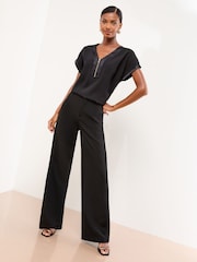 Negro - Lipsy Zip Front Utility T-Shirt - Imagen 1 de 4