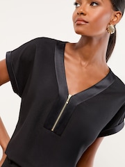 Negro - Lipsy Zip Front Utility T-Shirt - Imagen 2 de 4