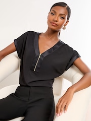Negro - Lipsy Zip Front Utility T-Shirt - Imagen 3 de 4