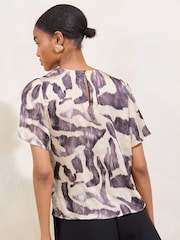 Azul - Lipsy Button Detail Short Sleeve Top - Imagem 4 de 4
