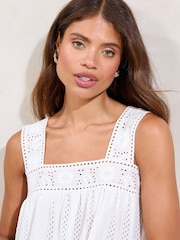 Lipsy White Sqaure Neck Crochet Strap Top - Image 3 of 5