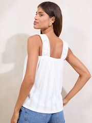 Lipsy White Sqaure Neck Crochet Strap Top - Image 5 of 5
