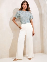 Blue Burnout - Lipsy Button Detail Short Sleeve Top - Imagem 4 de 4