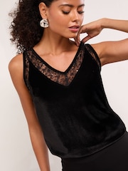 Lipsy Black Velvet Vest - Image 1 of 4