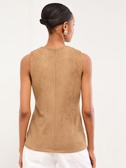 Lipsy Tan Faux Suede Waistcoat - Image 4 of 4