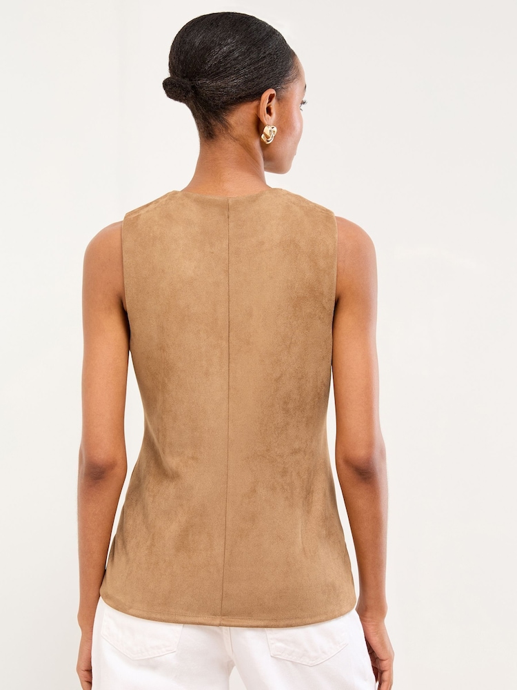 Lipsy Tan Faux Suede Waistcoat - Image 4 of 4