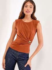 Lipsy Rust Slinky Hardware Top - Image 1 of 4