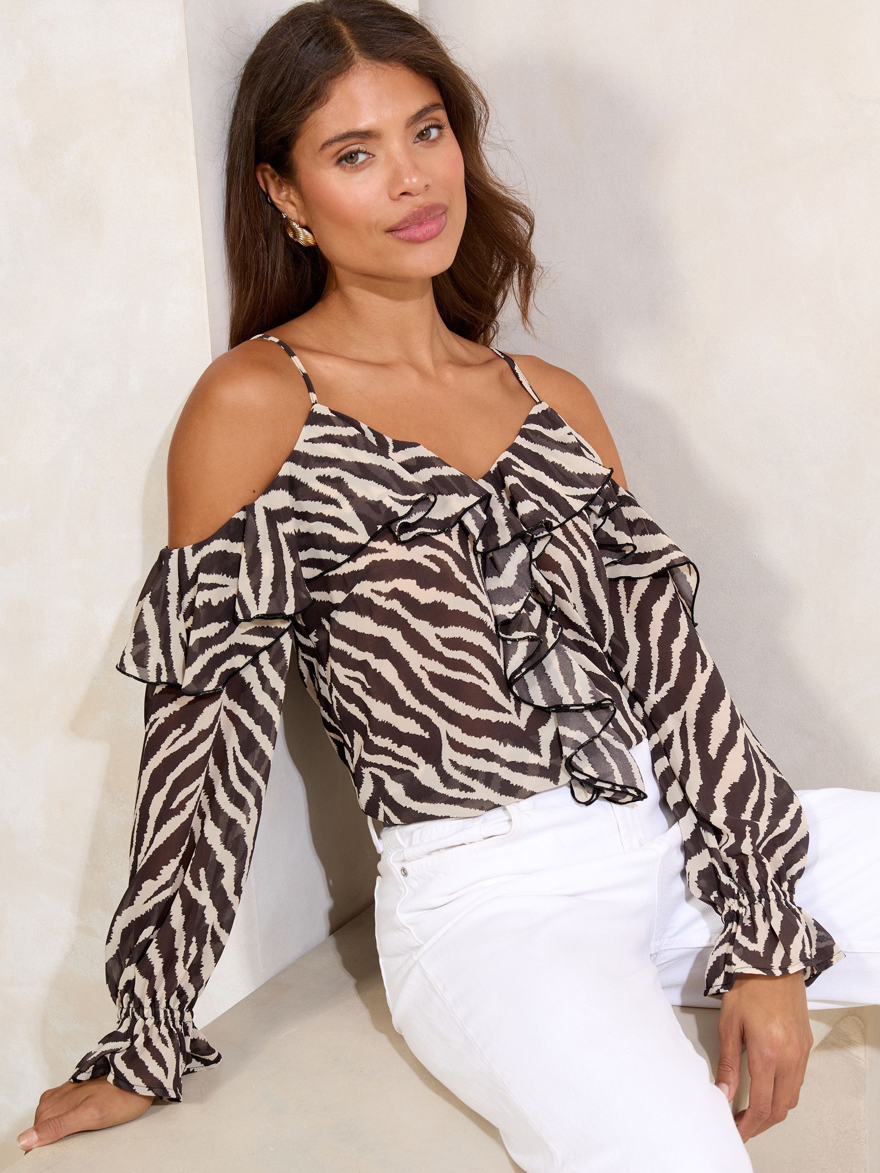 Buy Lipsy Zebra Cold Shoulder Top from the Next UK online shop