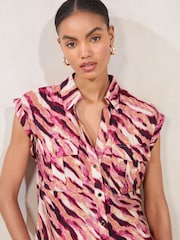 Animal rosa - Camisa Lipsy sem mangas com estampa de palmeira e bolsos - Imagem 2 de 4