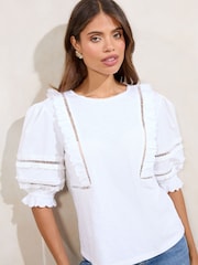 Lipsy White Puff Sleeve T-Shirt - Image 2 of 4