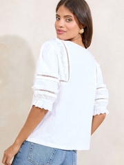 Lipsy White Puff Sleeve T-Shirt - Image 4 of 4