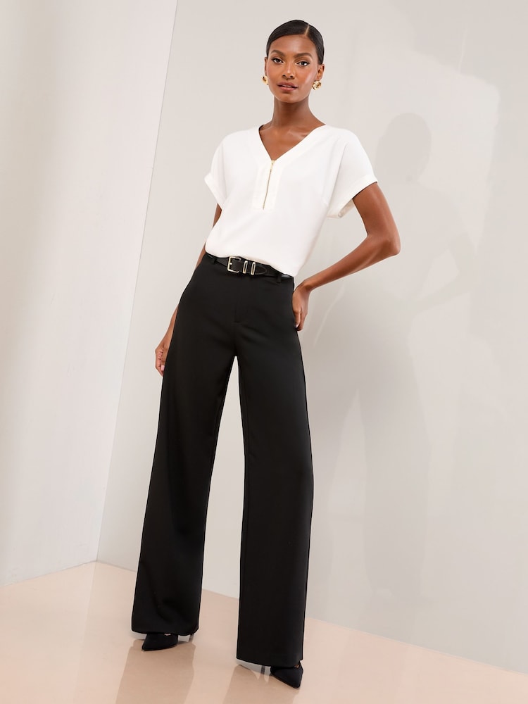 Branco - Lipsy Zip Front Utility T-Shirt - Imagem 2 de 4