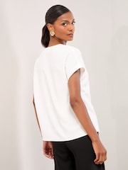 Branco - Lipsy Zip Front Utility T-Shirt - Imagem 4 de 4