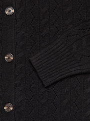 Threadbare Black Button Up Pointelle Knit Cardigan - Image 5 of 5