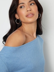 Azul - Suéter de punto con cuello sesgado de Threadbare - Imagen 3 de 4