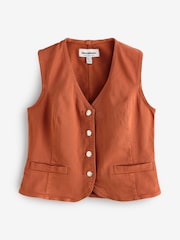 Threadbare Orange Tailored Denim Waistcoat - Image 5 of 5