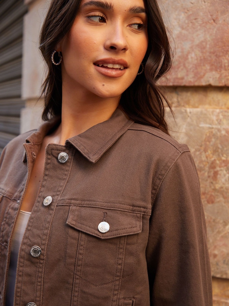 Threadbare Chocolate Brown Classic Denim Jacket - Image 4 of 6