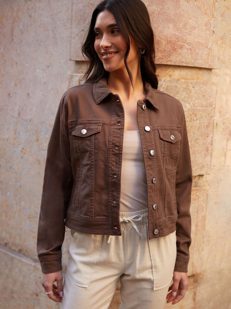 Threadbare Chocolate Brown Classic Denim Jacket - Image 5 of 6