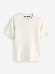 Threadbare Cream Knitted Short Sleeve T-Shirts 2 Pack - Image 2 of 3