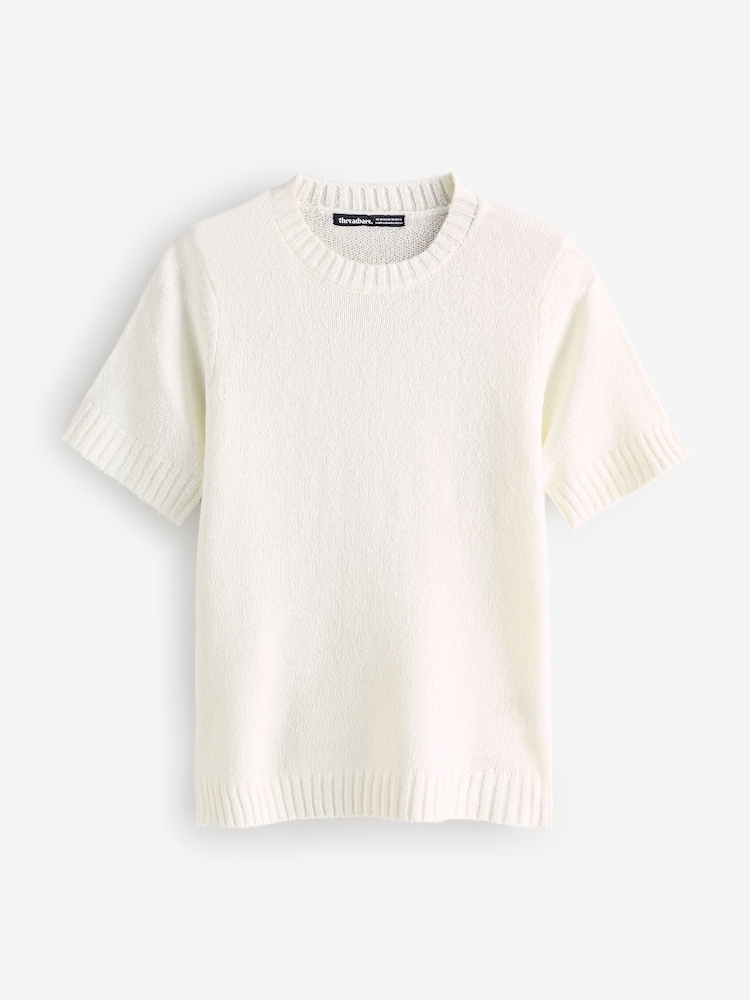 Threadbare Cream Knitted Short Sleeve T-Shirts 2 Pack - Image 2 of 3