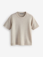 Threadbare Cream Knitted Short Sleeve T-Shirts 2 Pack - Image 3 of 3