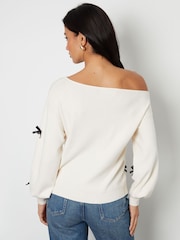 Threadbare Cream Slash Neck Knitted Jumper - Image 4 of 4