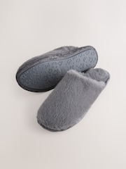 Grey Faux Fur Mule Slippers - Image 6 of 7