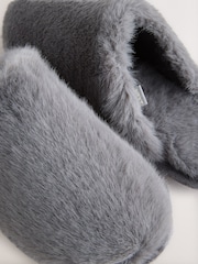 Grey Faux Fur Mule Slippers - Image 7 of 7