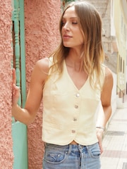 Threadbare Yellow Tailored Denim Waistcoat - Image 1 of 4