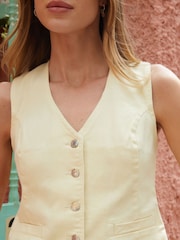 Threadbare Yellow Tailored Denim Waistcoat - Image 4 of 4