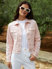 Threadbare Pink Embroidered Stretch Denim Jacket - Image 3 of 5