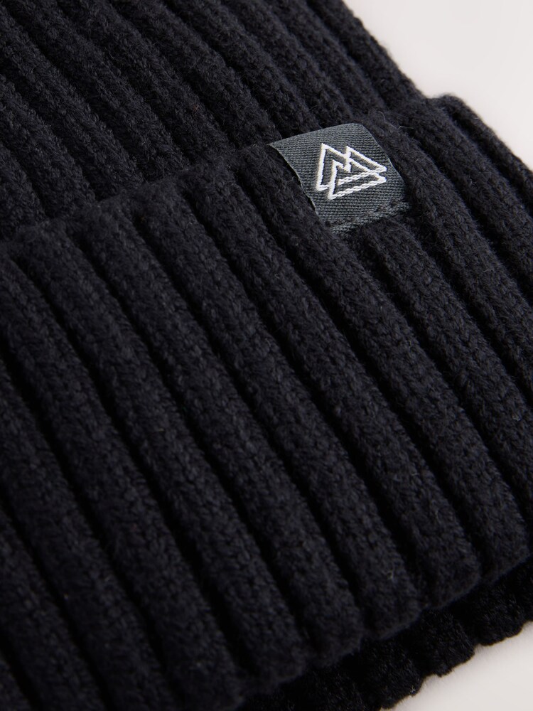 Black Knitted Beanie Hat (1-16yrs) - Image 2 of 3